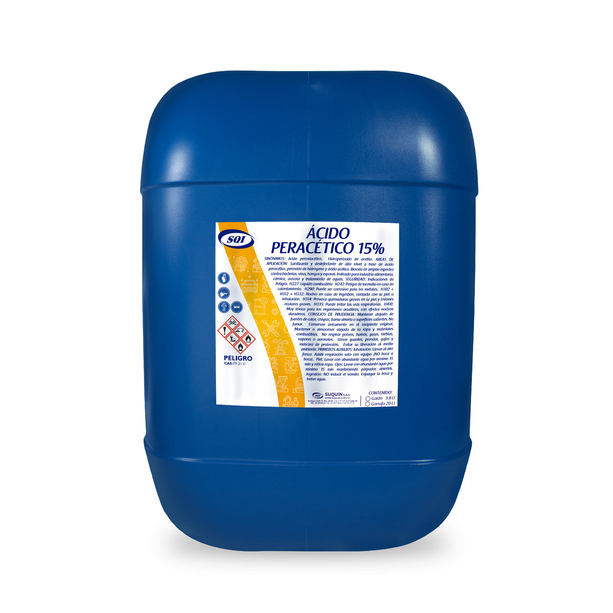 Este producto se destaca por su potente acción antimicrobiana contra bacterias, virus, hongos y esporas, lo que lo hace ideal para aplicaciones en la industria alimentaria, farmacéutica, agrícola y tratamiento de aguas.
