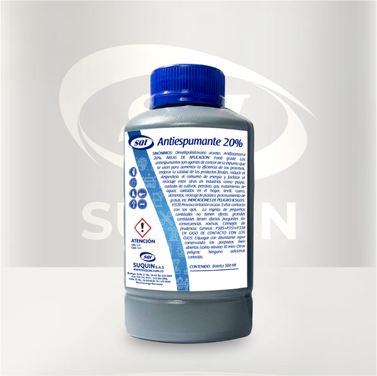Antiespumante 20% Food Grade para el control de espuma en procesos de la industria alimentaria y de bebidas.**