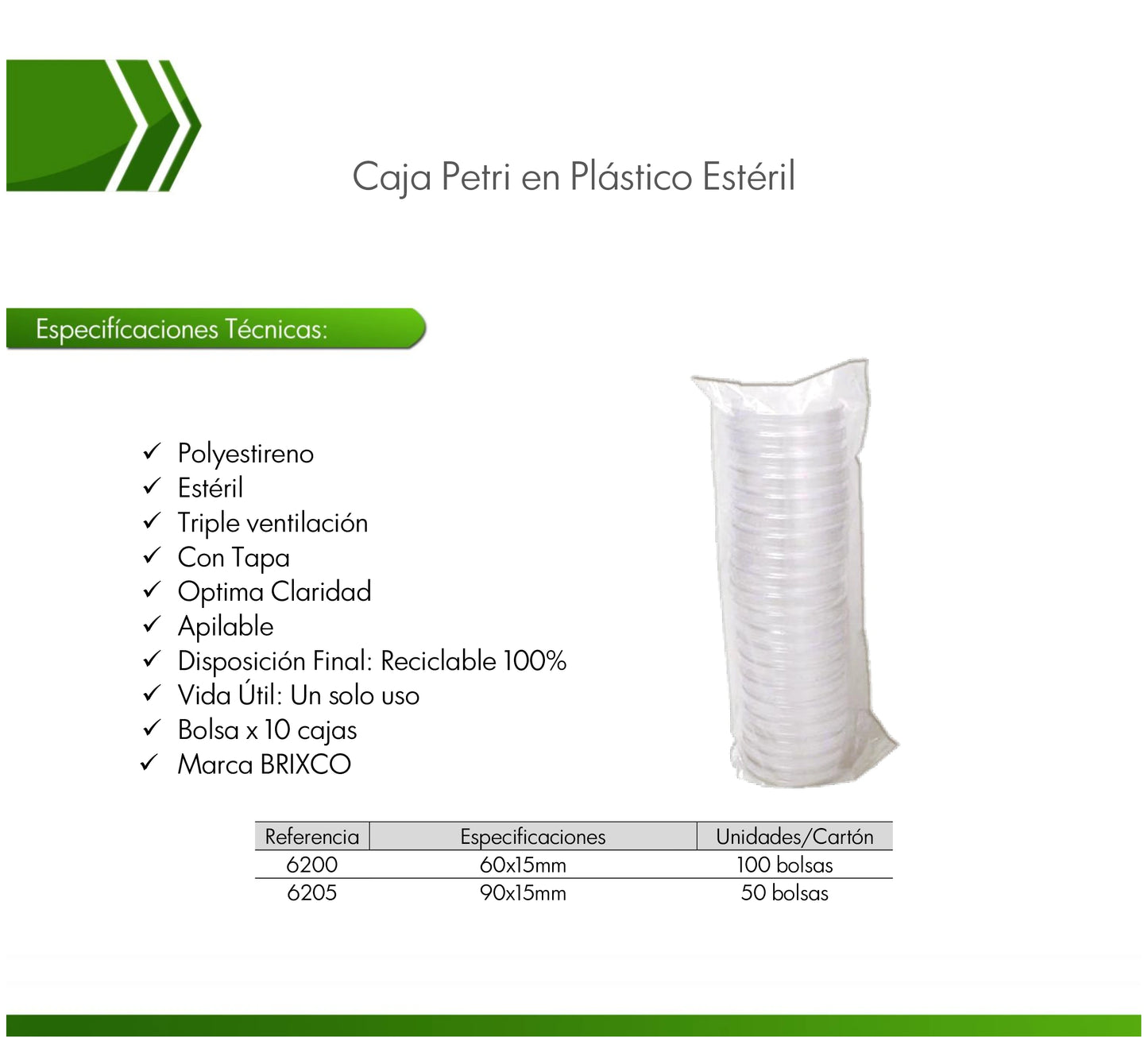 Caja Petri estéril Plástico