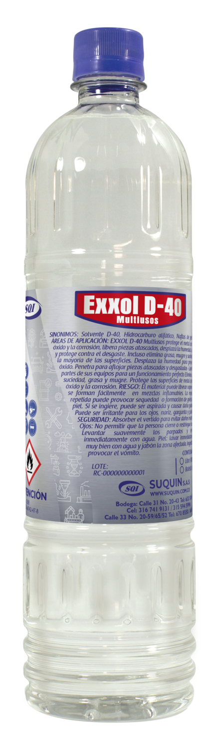 Exxol D-40 solvente hidrocarburo alifático para aplicaciones industriales, formulaciones, limpieza y recubrimientos.
