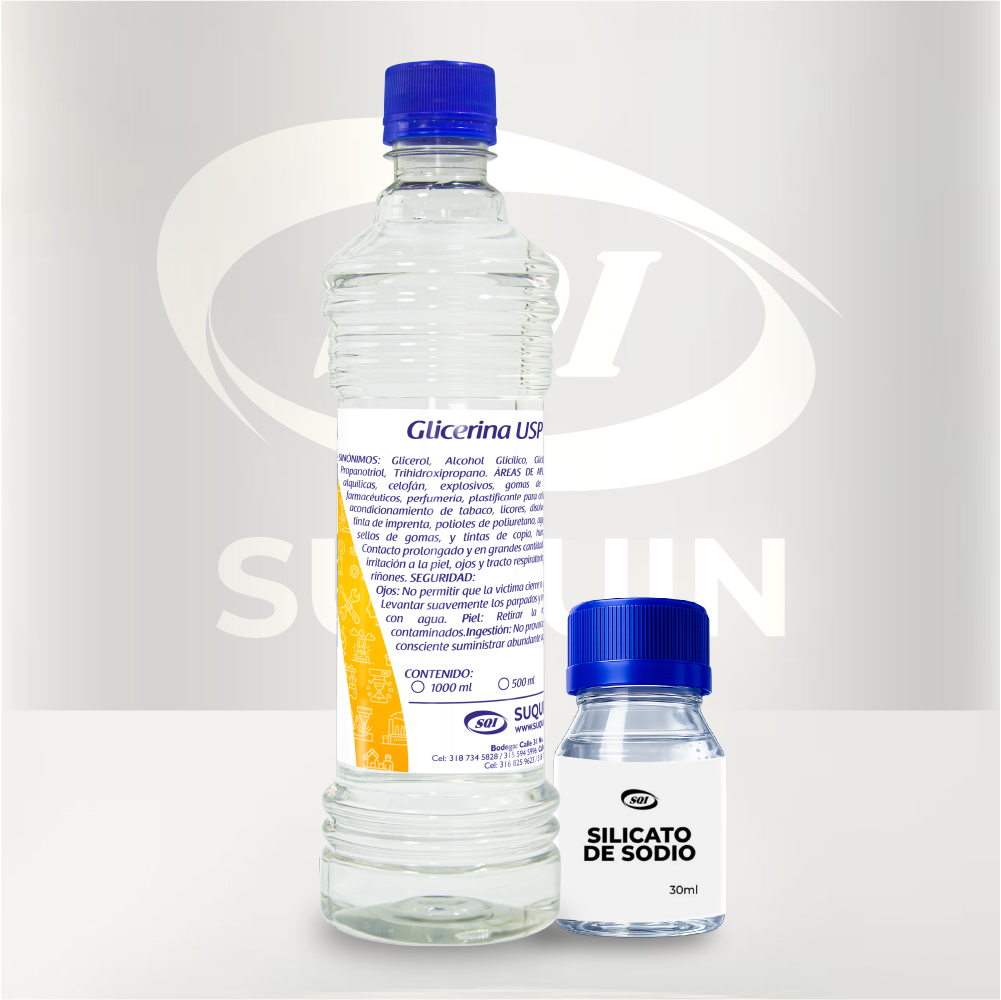 Kit abrillantador de llantas con materias primas para elaborar productos de limpieza y cuidado automotriz.