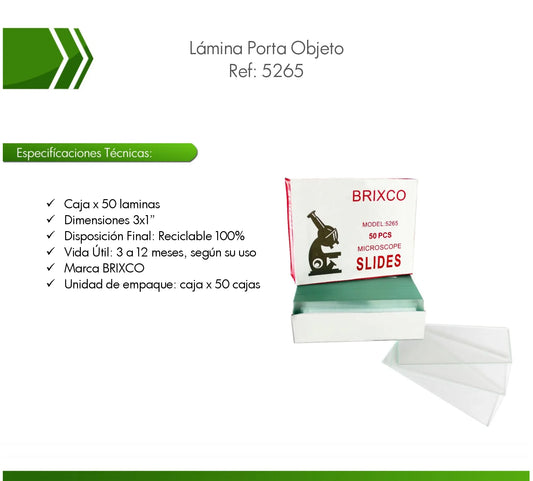 Lamina de vidrio para microscopio