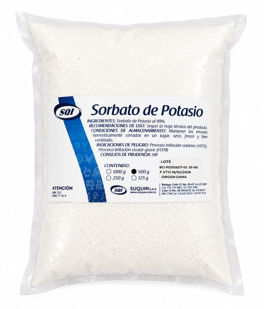Sorbato de Potasio, conservante alimentario de alta calidad para alimentos, cosméticos y formulaciones farmacéuticas.