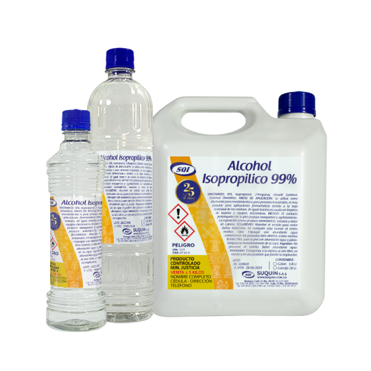 alcohol isopropilico usado para desinfeccion en sector medico y en limpieza de circuitos electronicos, elimina bacteris, virus, acaros