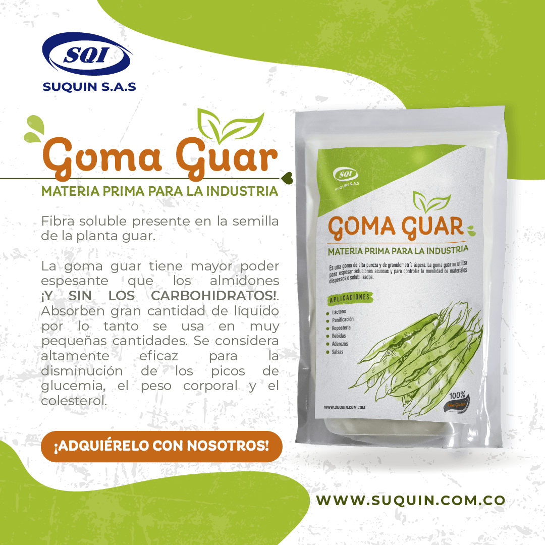 Goma guar  espesante y estabilizante natural para alimentos, cosméticos y productos industriales usado para diabético
