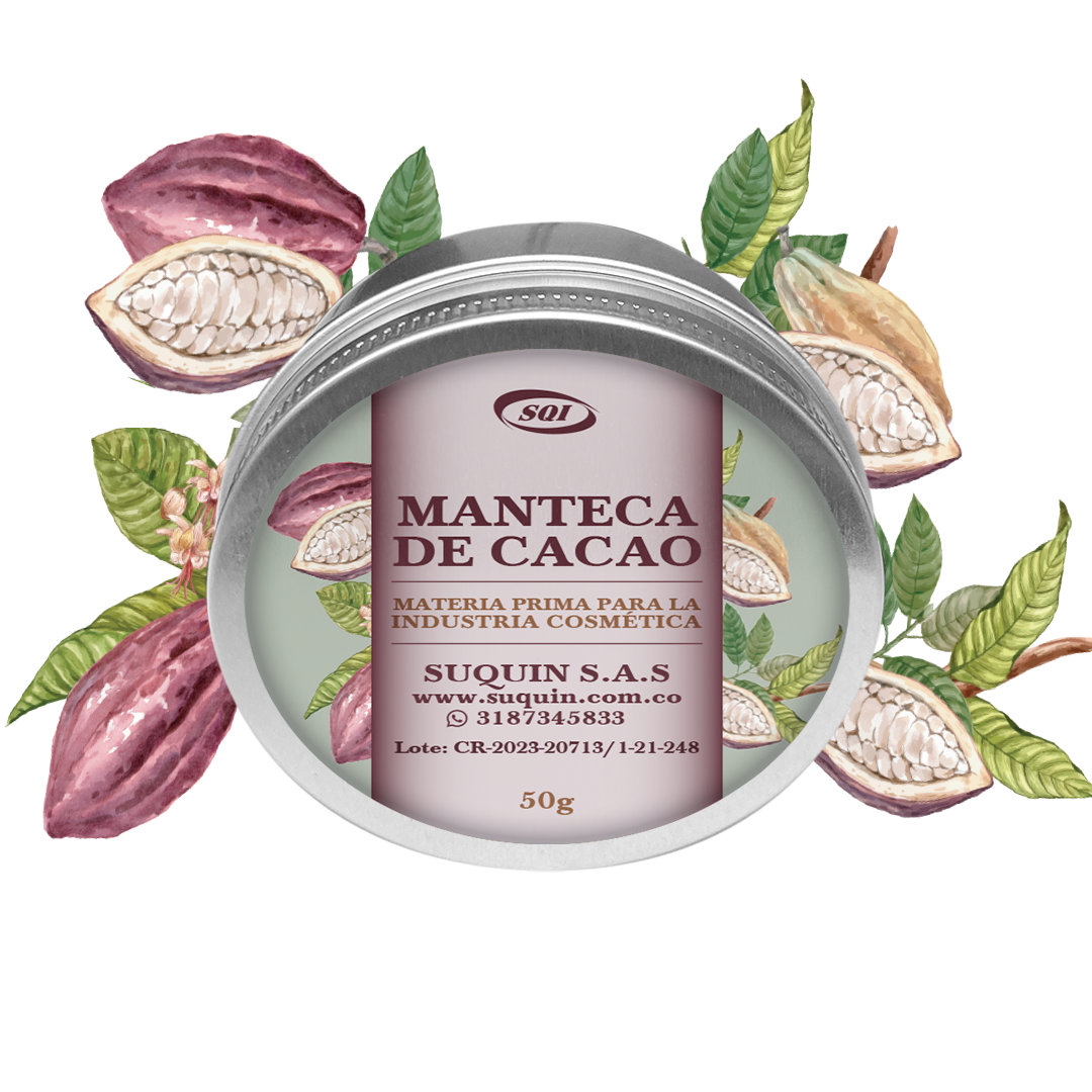 Manteca de cacao materia prima cosmética CAS 8002-31-1 para cremas, jabones, bálsamos y productos para el cuidado de la piel.