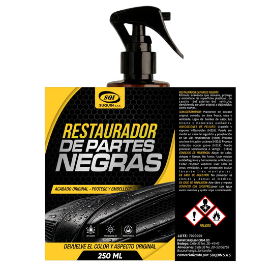 Renovación Inmediata: Devuelve el color negro profundo y un acabado impecable desde la primera aplicación.
Acabado Seco al Tacto: No deja residuos grasosos ni pegajosos, garantizando un aspecto natural y profesional.