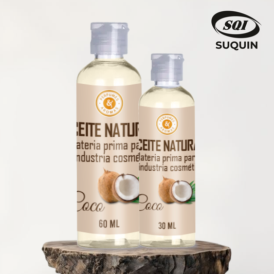 Aceite Natural de Coco, materia prima cosmética de origen vegetal para cremas, jabones, lociones y productos para el cuidado de la piel y el cabello.
