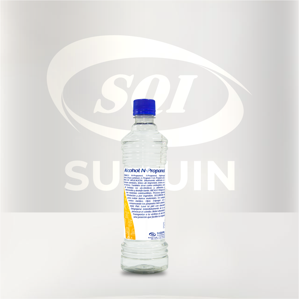 Alcohol n-Propanol al 99% de alta pureza, ideal como solvente para aplicaciones industriales, químicas y de laboratorio.