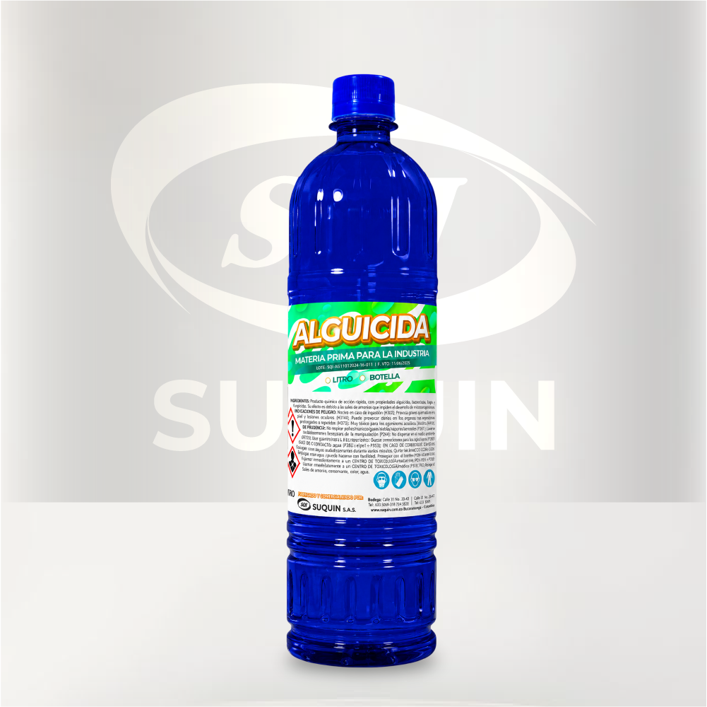 Alguicida de alta eficacia para prevenir y eliminar algas en piscinas y sistemas de agua, ayudando a mantener el agua limpia y cristalina.