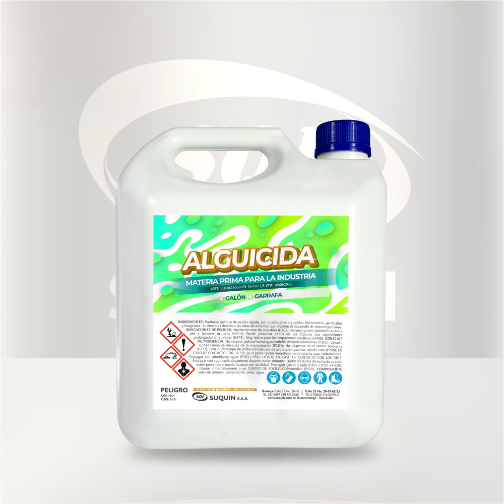 Alguicida de alta eficacia para prevenir y eliminar algas en piscinas y sistemas de agua, ayudando a mantener el agua limpia y cristalina.