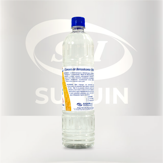 Cloruro de Benzalconio 50% (Amonio Cuaternario), desinfectante de amplio espectro para aplicaciones industriales, de limpieza y tratamiento de agua.
