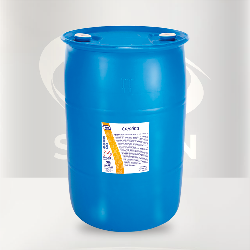 Creolina desinfectante para la limpieza e higiene de instalaciones, superficies y áreas de uso industrial y pecuario.
