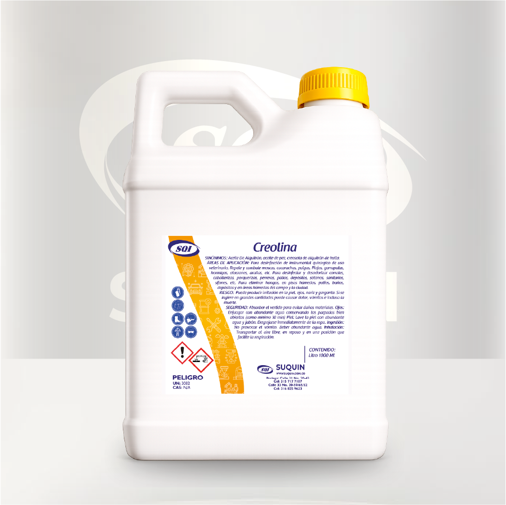 Creolina desinfectante para la limpieza e higiene de instalaciones, superficies y áreas de uso industrial y pecuario.
