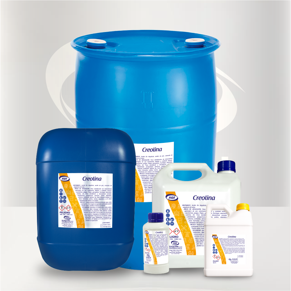 Creolina desinfectante para la limpieza e higiene de instalaciones, superficies y áreas de uso industrial y pecuario.
