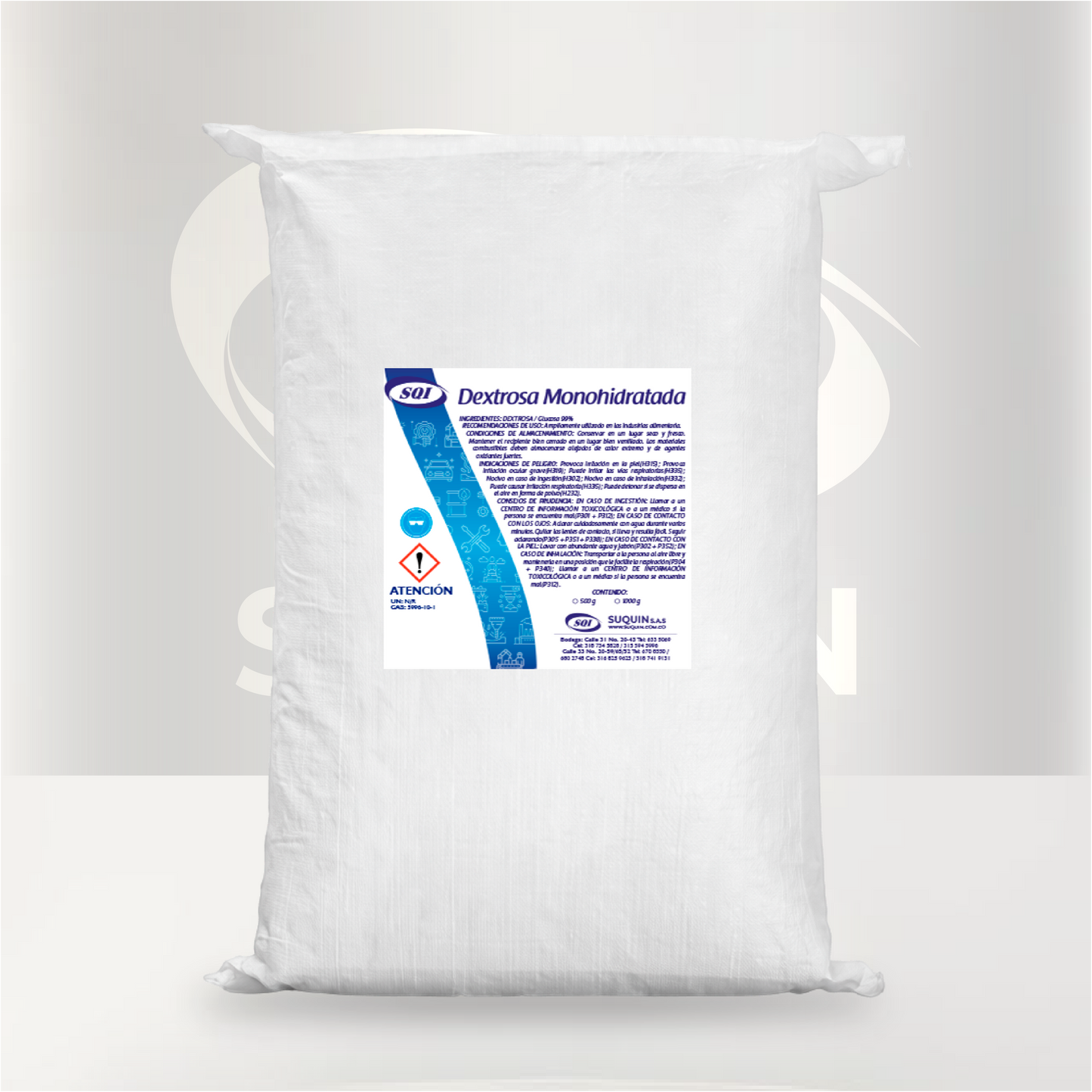 Dextrosa Monohidratada de alta calidad, utilizada como fuente de energía e ingrediente para la industria alimentaria y nutricional.
