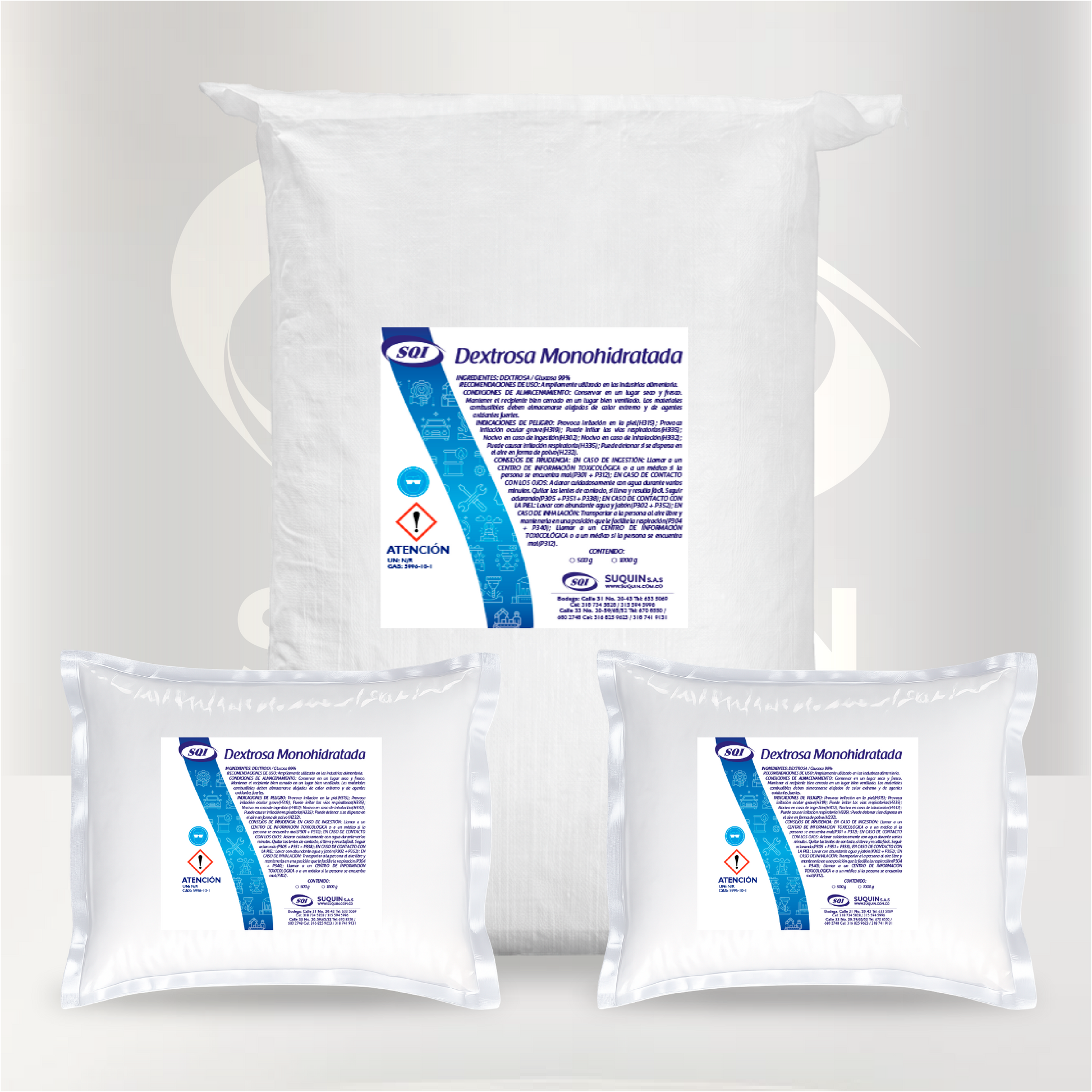 Dextrosa Monohidratada de alta calidad, utilizada como fuente de energía e ingrediente para la industria alimentaria y nutricional.

