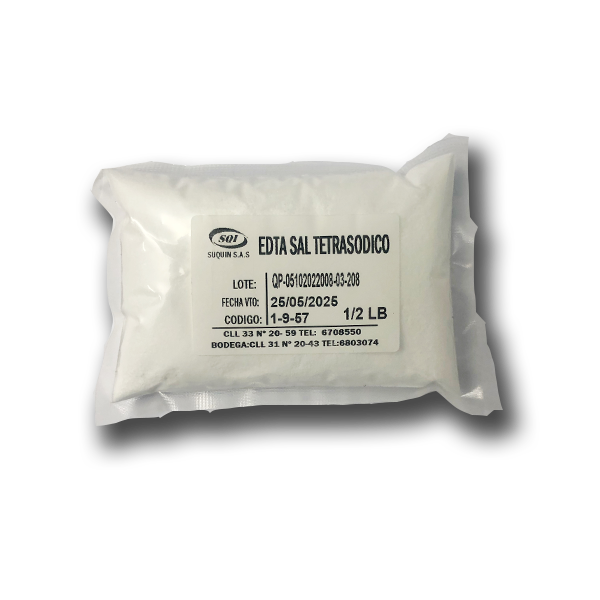 EDTA Sal tetra sódica, agente quelante utilizado como materia prima para controlar iones metálicos en formulaciones cosméticas, de limpieza e industriales.