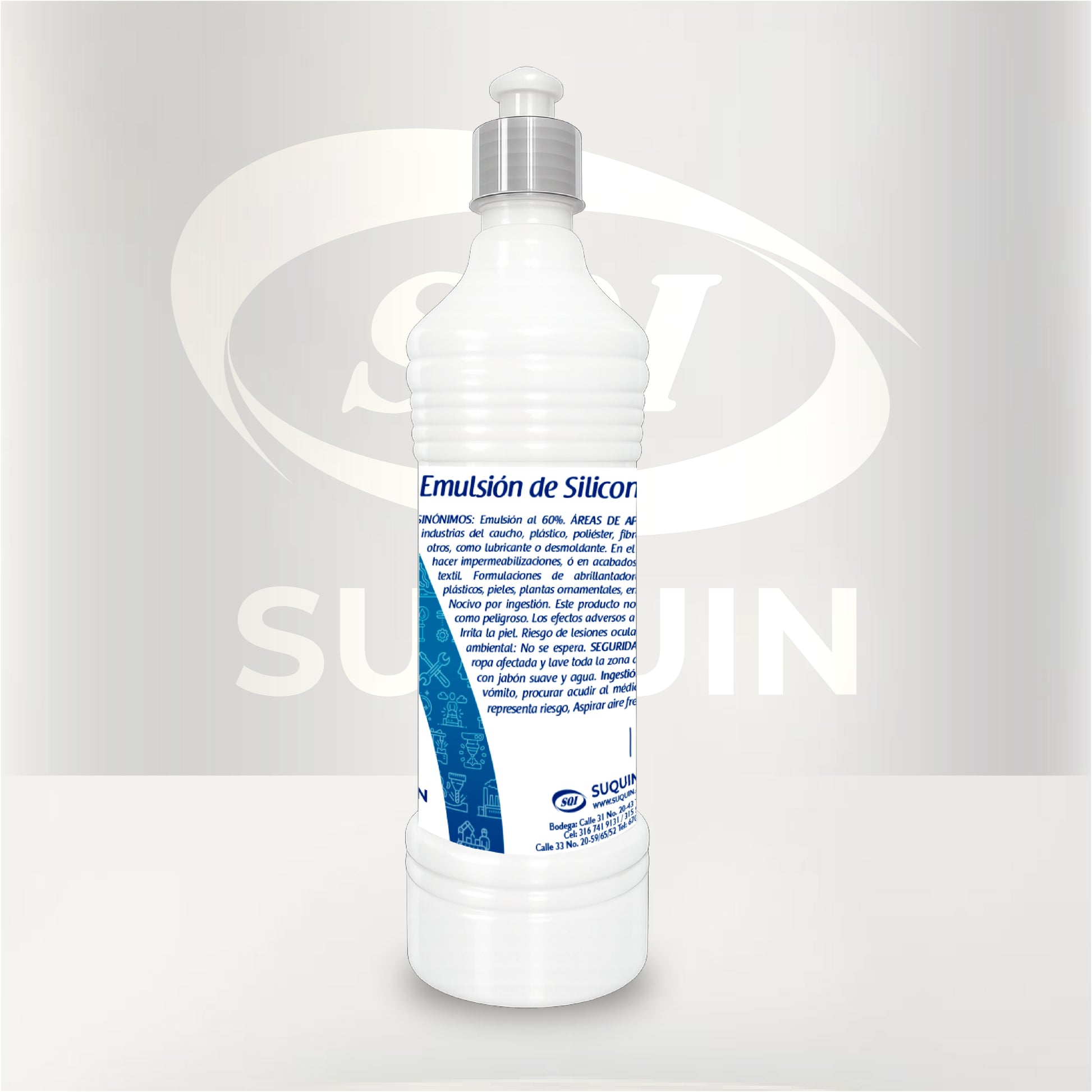 Emulsión de Silicona 60%, materia prima para formulaciones industriales con propiedades lubricantes, protectoras y abrillantadoras.
