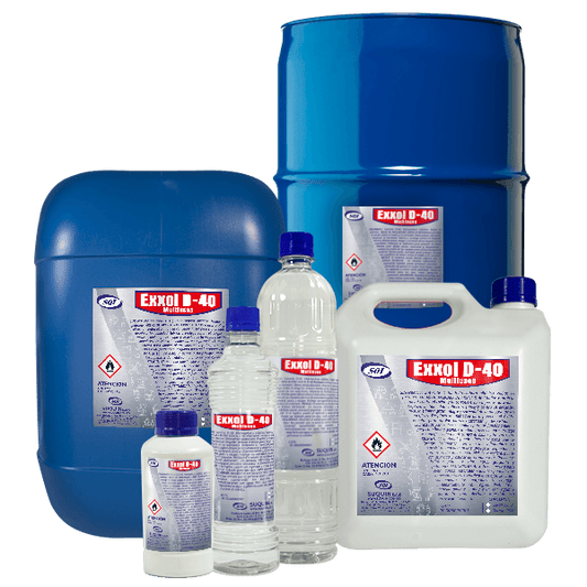 Exxol D-40 solvente hidrocarburo alifático para aplicaciones industriales, formulaciones, limpieza y recubrimientos.
