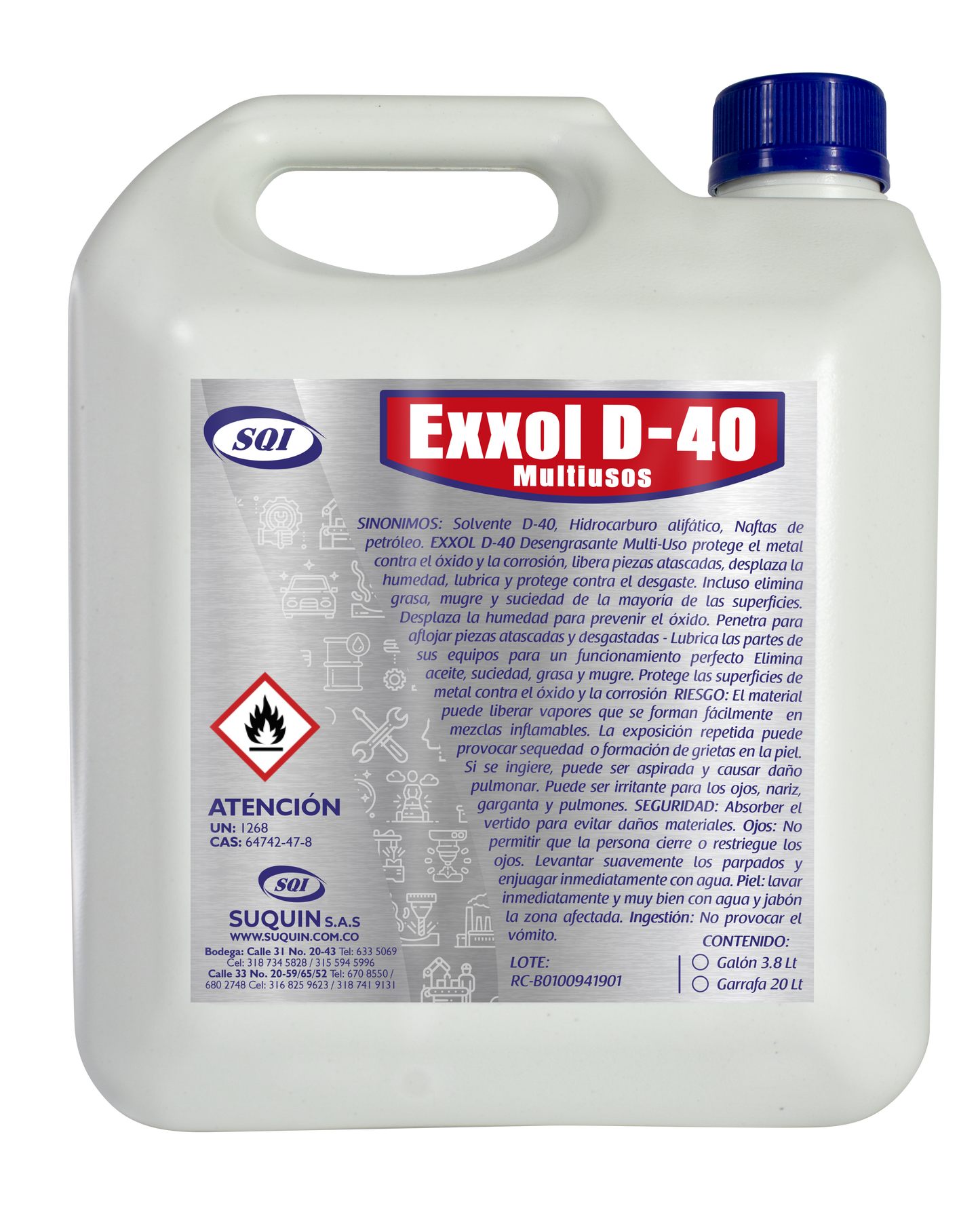 Exxol D-40 solvente hidrocarburo alifático para aplicaciones industriales, formulaciones, limpieza y recubrimientos.