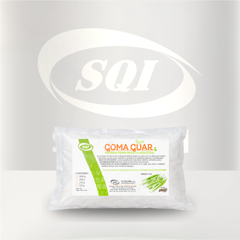 Goma Guar CAS 9000-30-0, espesante y estabilizante de origen vegetal para aplicaciones alimentarias, cosméticas e industriales.
