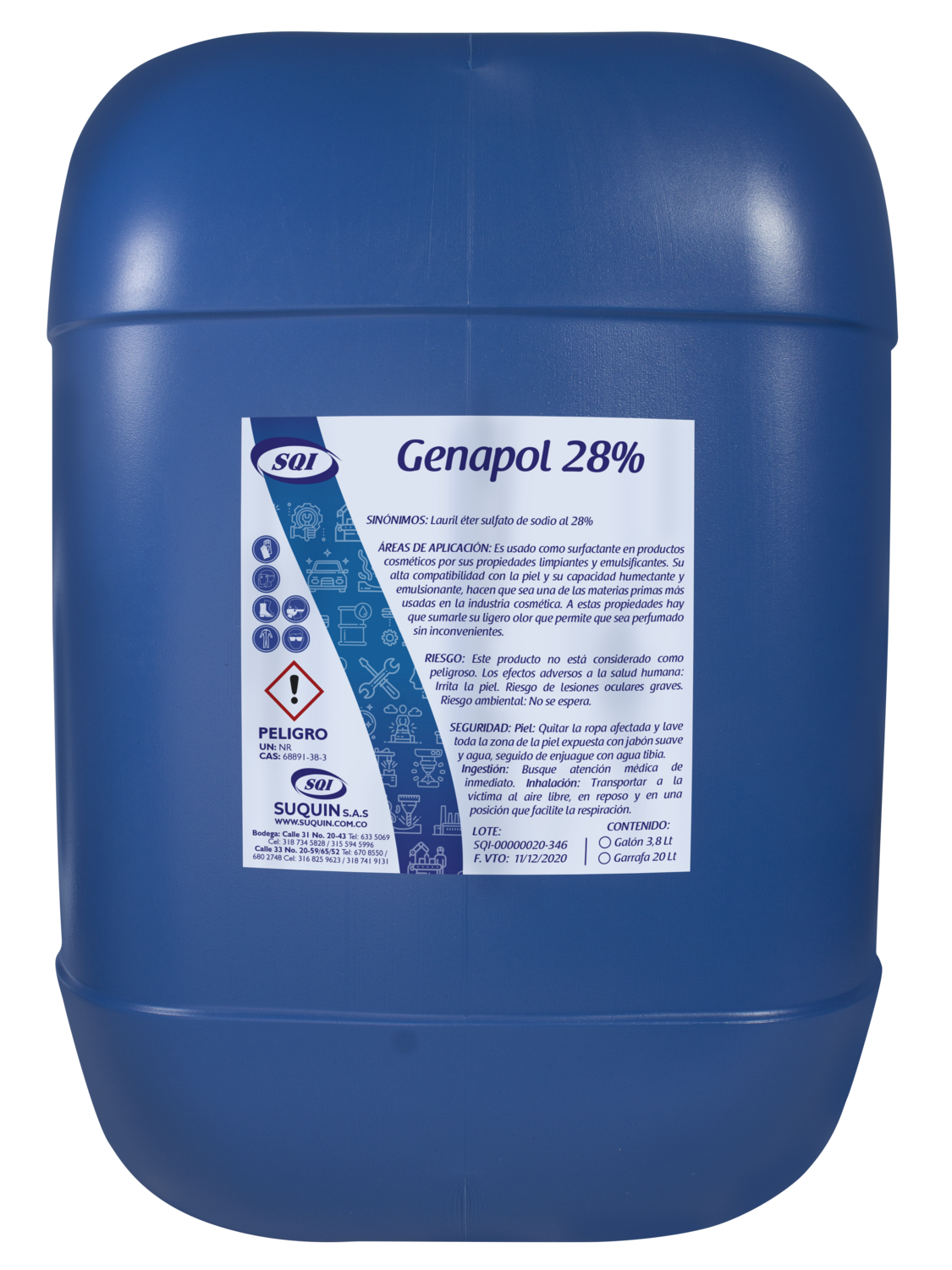 Genapol 28% tensioactivo y materia prima para detergentes, productos de limpieza y formulaciones industriales.
