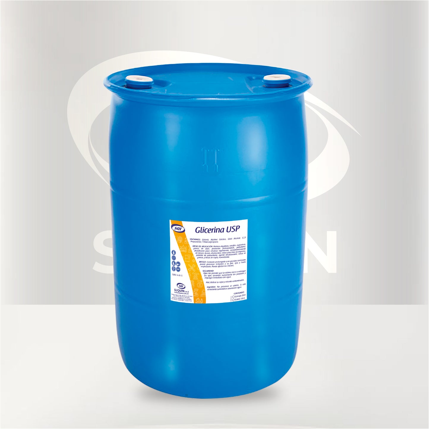 Glicerina USP de grado farmacéutico, materia prima humectante y emoliente para aplicaciones cosméticas, farmacéuticas y alimentarias.
