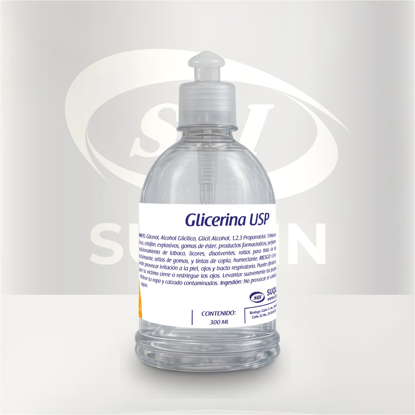 Glicerina USP de grado farmacéutico, materia prima humectante y emoliente para aplicaciones cosméticas, farmacéuticas y alimentarias.
