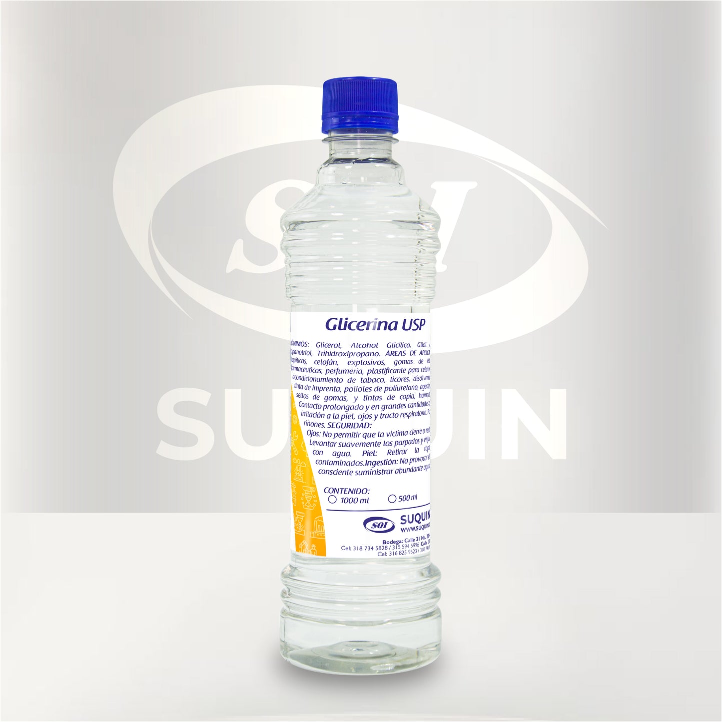 Glicerina USP de grado farmacéutico, materia prima humectante y emoliente para aplicaciones cosméticas, farmacéuticas y alimentarias.
