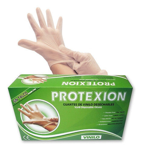 Guante de examen en vinilo desechable libre de látex para laboratorio, limpieza, estética y manipulación de alimentos.
