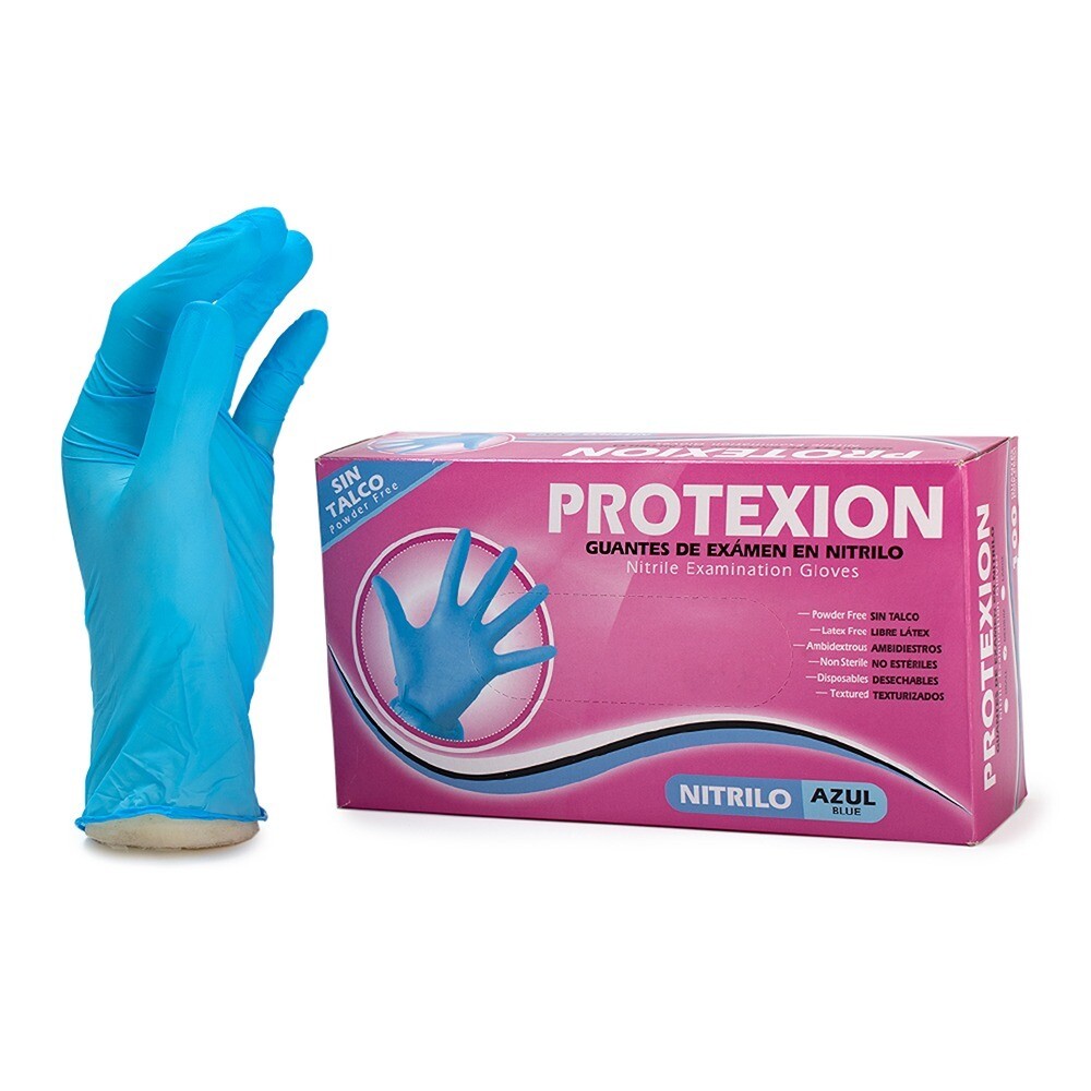 Guante de nitrilo azul para laboratorio, industria, salud, limpieza y protección de las manos.
