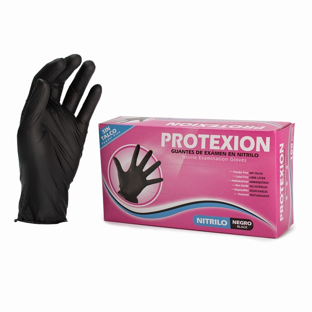 Guante de nitrilo negro para laboratorio, industria, limpieza, estética y protección de las manos.
