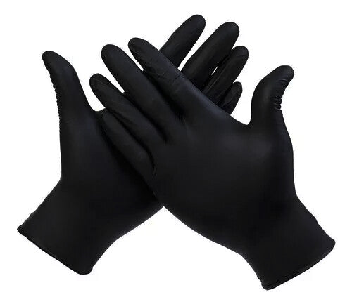 Guante de nitrilo negro calibre 12 reutilizable para protección química, limpieza, laboratorio e industria.
