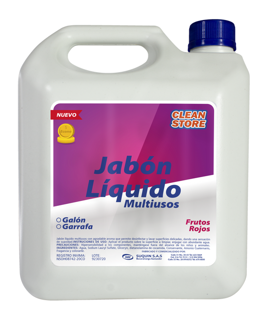 Jabón líquido multiusos Línea Econo para la limpieza de superficies en hogares, oficinas y comercios.
