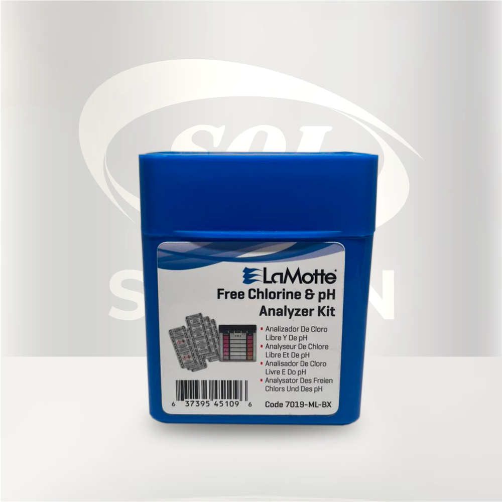 Kit Comparador LaMotte para análisis de cloro libre y pH con pastillas DPD #1 para control de calidad del agua.
