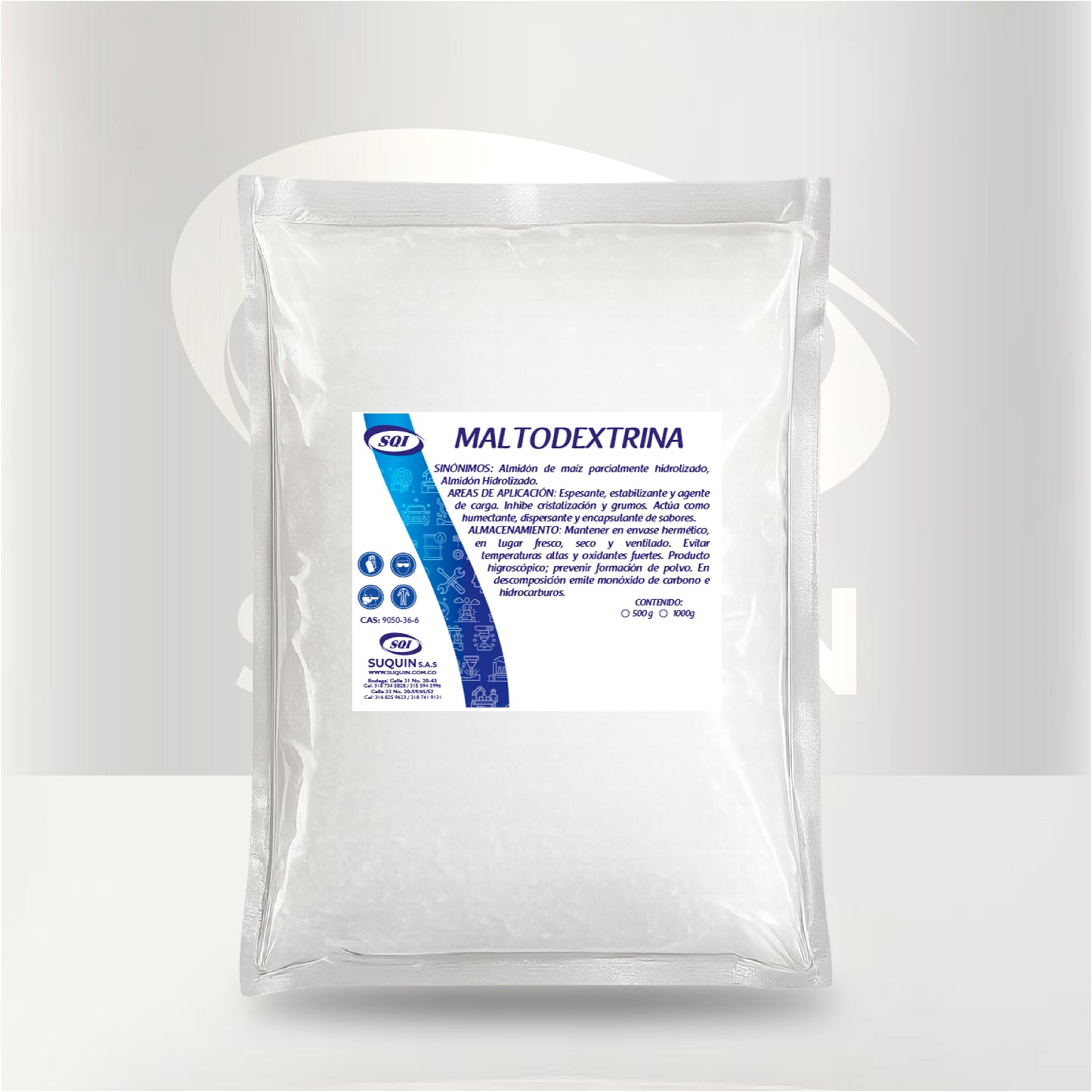 La maltodextrina es un polvo blanco de fácil disolución, obtenido a partir del almidón. Se utiliza como agente de carga, espesante y estabilizante en las industrias alimentaria, farmacéutica y cosmética.