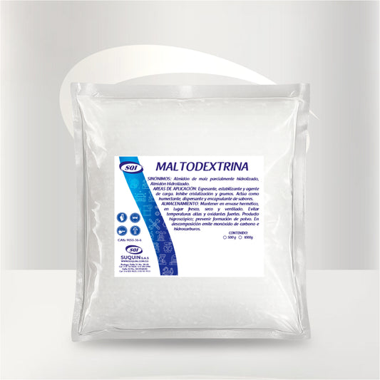 Maltodextrina CAS 9050-36-6 aditivo alimentario para bebidas, suplementos nutricionales y formulaciones alimenticias.
