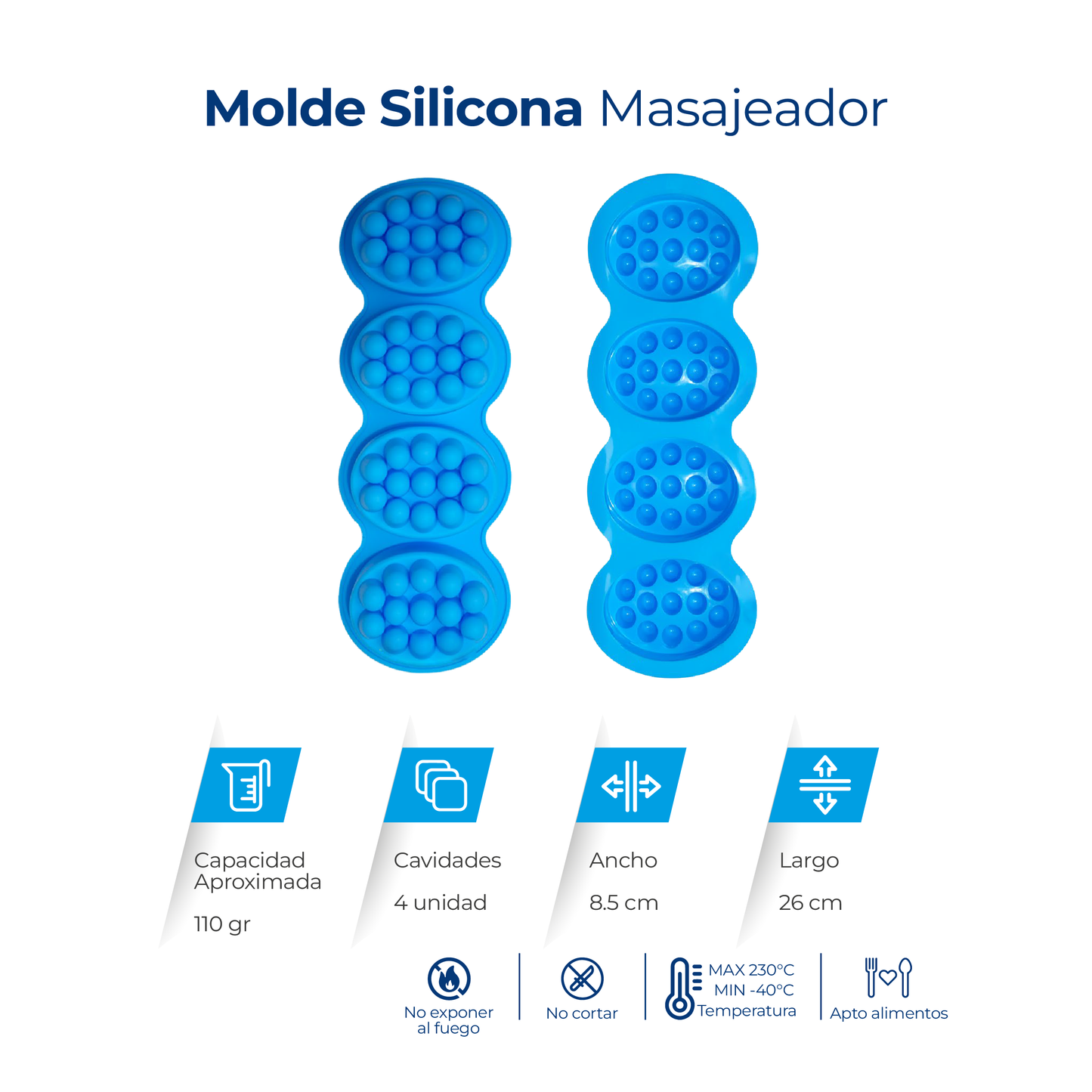 Molde Silicona Masajeador Ovalo  x 4