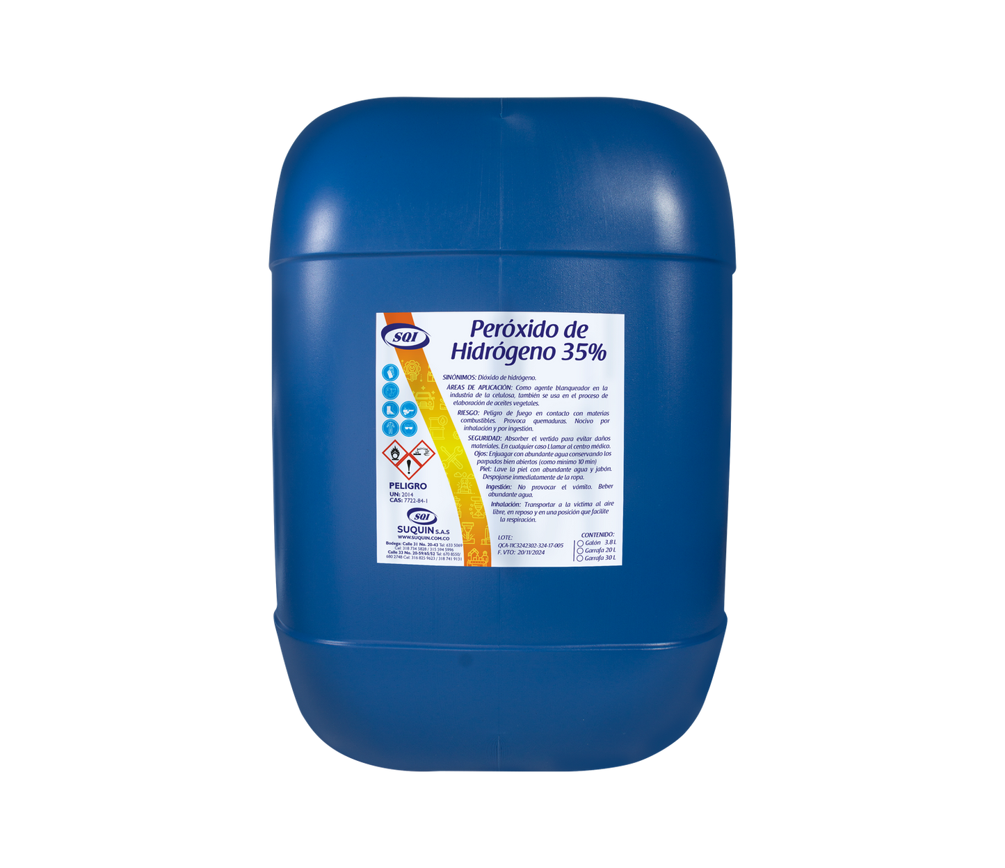 Peróxido de Hidrógeno 35% para tratamiento de aguas, desinfección, oxidación y aplicaciones industriales.
