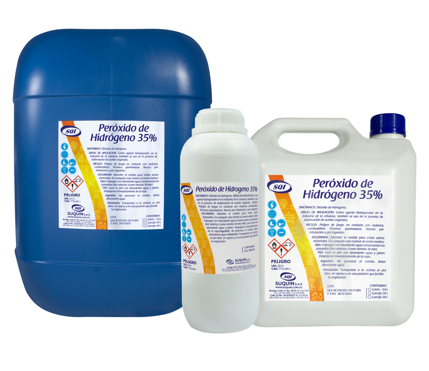 Peróxido de Hidrógeno 35% para tratamiento de aguas, desinfección, oxidación y aplicaciones industriales.
