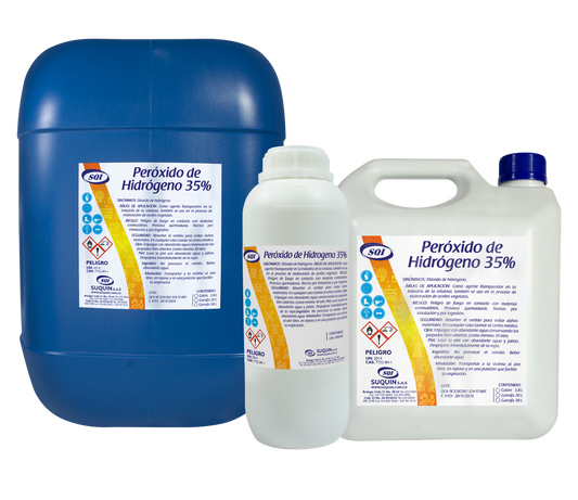 Peróxido de Hidrógeno 35% para tratamiento de aguas, desinfección, oxidación y aplicaciones industriales.
