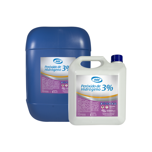 Peróxido de Hidrógeno 3% (Agua Oxigenada) para desinfección, limpieza y aplicaciones industriales y de laboratorio.
