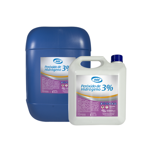 Peróxido de Hidrógeno 3% (Agua Oxigenada) para desinfección, limpieza y aplicaciones industriales y de laboratorio.
