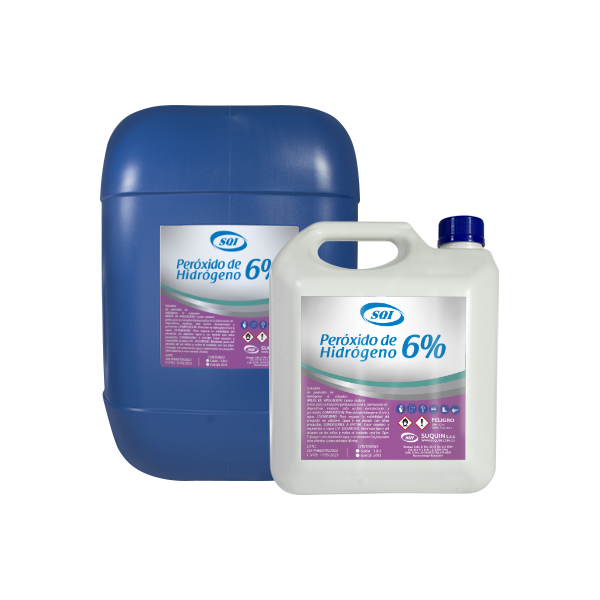 Peróxido de Hidrógeno 6% (Agua Oxigenada) para uso cosmético, revelador capilar, desinfección y aplicaciones industriales.
