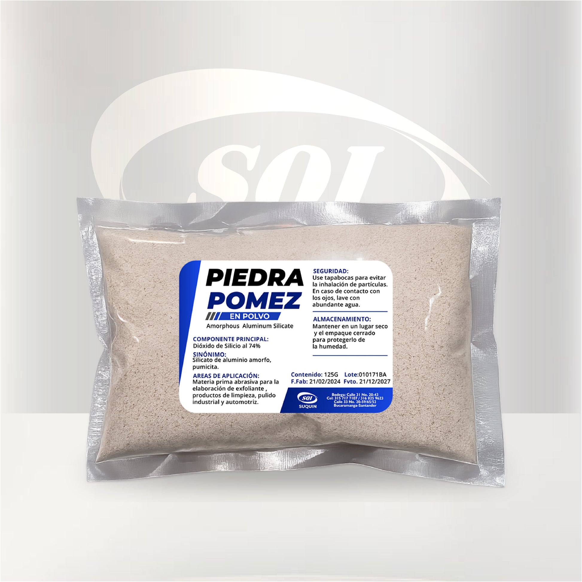 Piedra pómez natural para exfoliación, pulido, limpieza y aplicaciones industriales y cosméticas.
