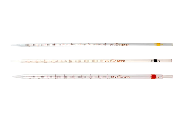 Pipetas graduadas, vidrio transparente