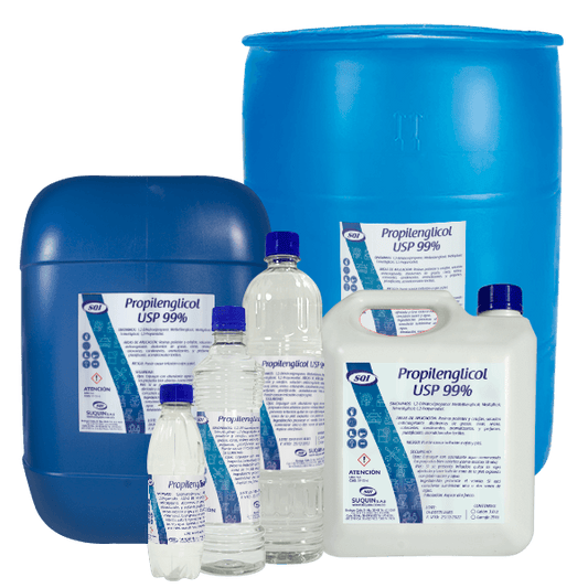Propilenglicol 99% de alta pureza para formulaciones cosméticas, farmacéuticas, alimentarias e industriales.
