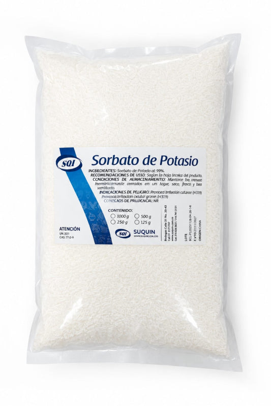 Sorbato de Potasio, conservante alimentario de alta calidad para alimentos, cosméticos y formulaciones farmacéuticas.
