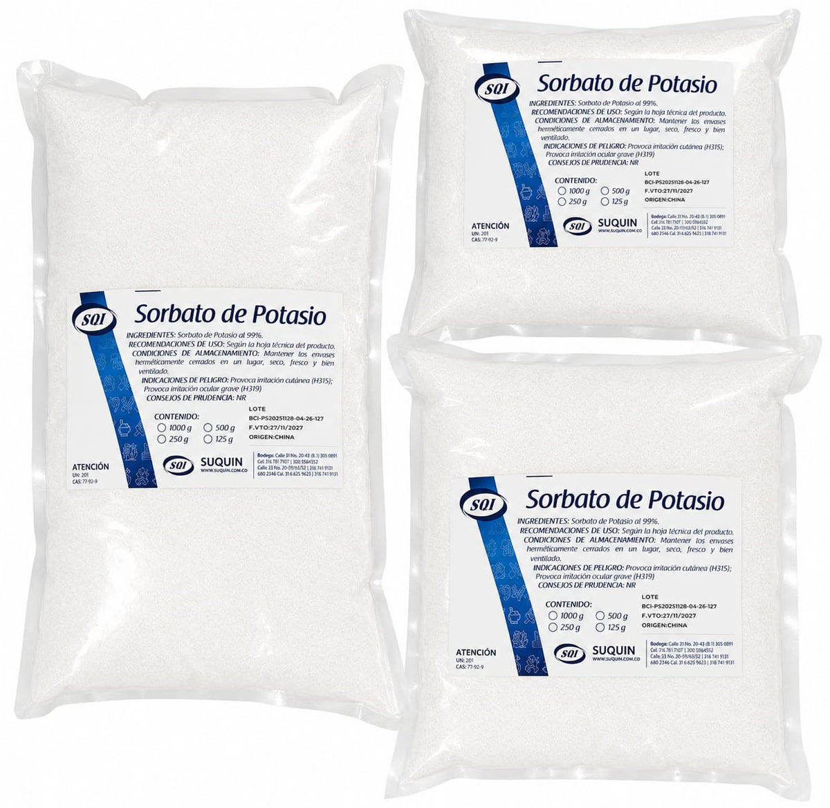Sorbato de Potasio, conservante alimentario de alta calidad para alimentos, cosméticos y formulaciones farmacéuticas.
